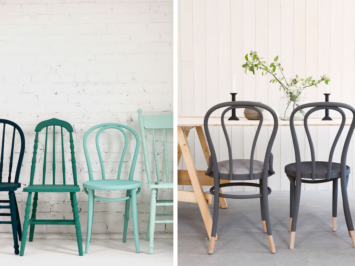 Chairs painted with vintage paint